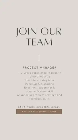 FREELANCE TEAM DEKOR ( PROJECT MANAGER, DESIGNER, FLORAL DESIGNER )