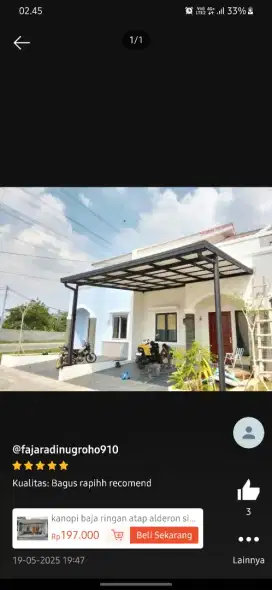 Kanopi minimalis