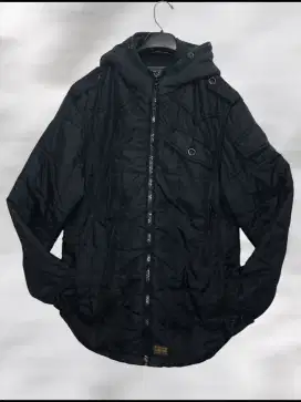 G-Star Jacket Mens Black Wesman Quilted Hooded Overshirt Military Coat