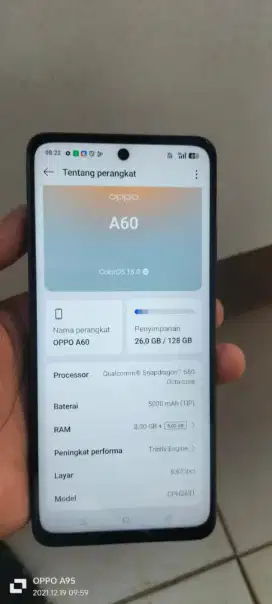Opo. A60. Hp cas.biasa 8+8/128 no mnus lecet pmkyan ja NFC ada