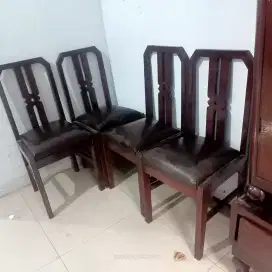 4 kursi makan jati bekas dah ganti kain dan melamin