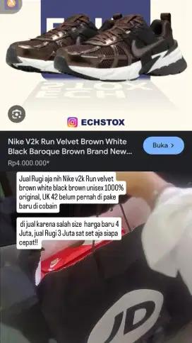 Sepatu Nike v2 k run velvet original 100% UK 42