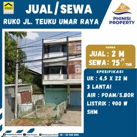 DIJUAL RUKO MURAH 3 LANTAI DI JALAN TEUKU UMAR