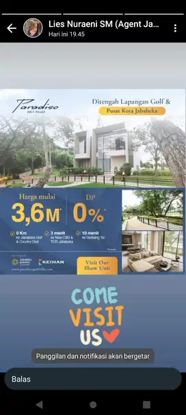 DIJUAL PARADISO GOLF VILLAS DI JABABEKA RESIDENCE