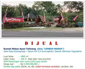 ‼️JUAL CEPAT‼️EX RUMAH MAKAN AYAM TALIWANG YOGYAKARTA