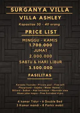 VILLA ASHLEY puncak bogor