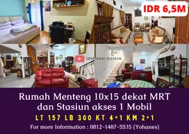 Rumah Menteng 10x15 dekat MRT dan Stasiun akses 1 Mobil