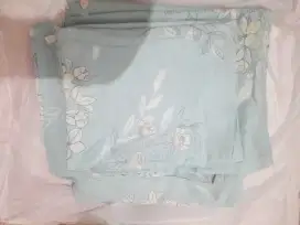Sprei set (sky blue+white flower pattern)