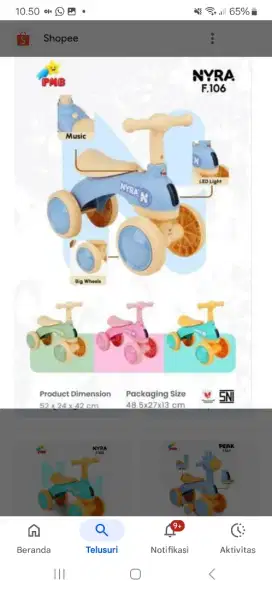 Jual murah ex kado PMB Ride On Nyra
