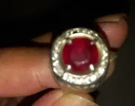 Cincin perak mata batu ruby peageon blood warna bagus 4 crat lebih
