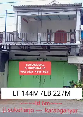 DIJUAL RUKO 2 LANTAI  SETRATEGIS DI JALAN RAYA BENDOSARI SUKOHARJO