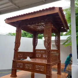 Gazebo ukir, gazebo taman, gazebo minimalis