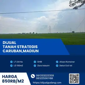 Dijual tanah zona merah industri lokasi Caruban Madiun, Luas 2.8 Ha