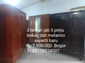 3 lemari kayu jati 3 pintu bekas dah melamin Bogor mantap