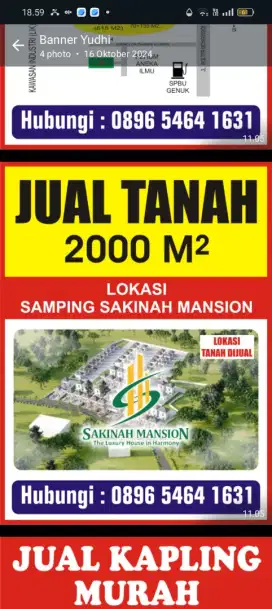 Jual tnh kering sebelah perumahan eksklusif