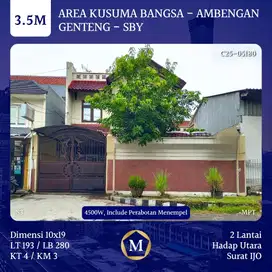 JUAL RUMAH KUSUMA BANGSA AMBENGAN SURABAYA GENTENG SURAT IJO FURNISHED