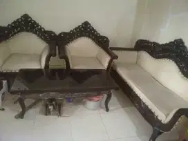 1 set meja kursi jati tua