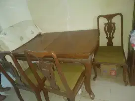 1 set meja makan jati tua