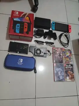 nintendo switch oled + 4 game kaset