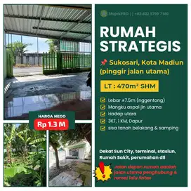 Rumah Dijual Pinggir Jalan Utama Sukosari Kota Madiun