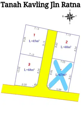 Jual Tanah Luas 68m² Free Biaya Kecuali BPHTB Lokasi Gatsu DPS
