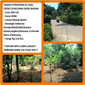 Tanah murah strategis dekat stasiun Bojonggede Bogor