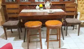 Meja 4 Kursi Makan Jati