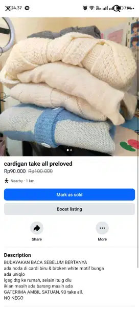 cardigan take all preloved