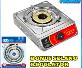 Kompor Myvo 1 tungku Stainless +Selang Regulator