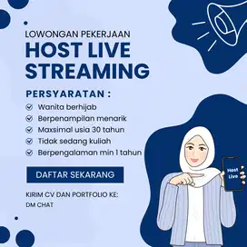 LOWONGAN KERJA – LIVESTREAMER & CONTENT CREATOR CEMILAN