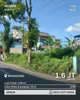 Dijual Tanah Samping Jalan Akses Mudah Area Wonosobo
