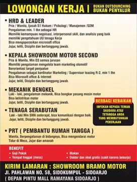 LOWONGAN KERJA LANGSUNG PEMILIK USAHA BUKAN OUTSOURCHING ATAU PENYALUR