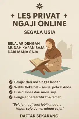 LES MENGAJI ONLINE, UNTUK SEGALA USIA (ANAK - DEWASA)