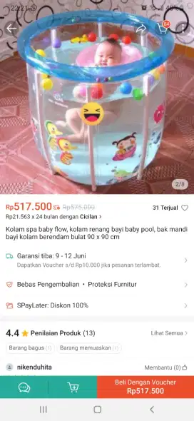 Kolam renang bayi baby flow