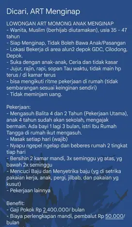ART / Asisten Rumah Tangga
