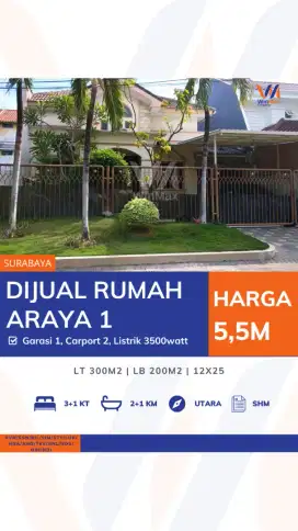DIJUAL Rumah Araya 1 Surabaya – Hadap Utara, Halaman Luas & Asri