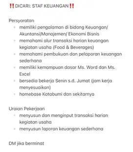 Dicari Staf Keuangan