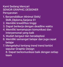 Cari karyawan bagian Graphic Designer