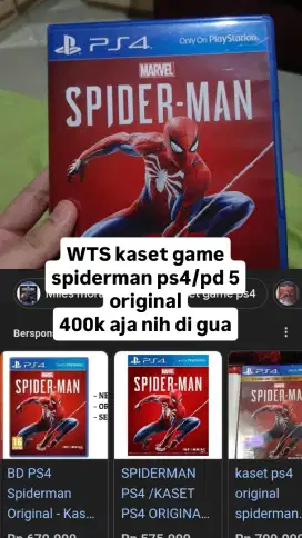 Kaset game spiderman ps4/ps5