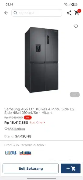 Promo kulkas samsung 4 pintu