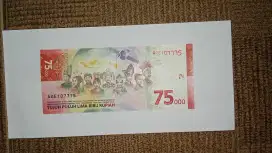 Jual uang 1 lbr Rp 75000