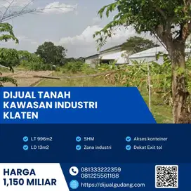 Lahan industri dijual cepat lokasi Klaten luas 996m