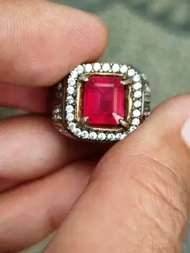 Batu Ruby kristal 4.47 crat ring perak memo MGL