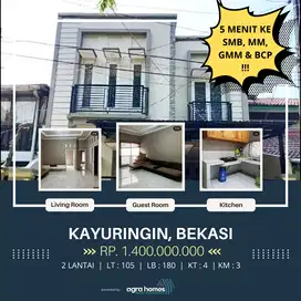 RUMAH MEWAH 2 LANTAI KAYURINGIN DEKAT MALL BESAR DI BEKASI