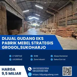 Dijual gudang lokasi solobaru luas 2227m BU!