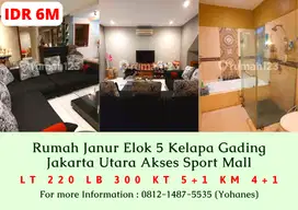 Rumah Janur Elok 5 Kelapa Gading Jakarta Utara Akses Sport Mall