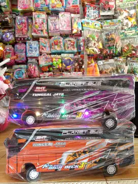 mainan anak bus oleng kayu led