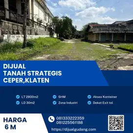Dijual lahan industri lokasi Ceper Klaten sangat strategis Luas 2800m