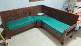 Kursi (4 buah - Letter L) dan Meja Jati Dijamin 100% Asli