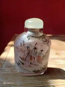 1 PCS Lukisan Botol Cina Lawas + Tutup Botol Batu Giok